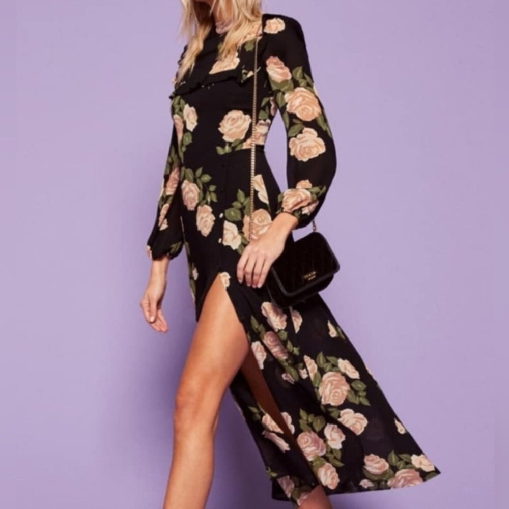Reformation Gillian Venus Floral Long Sleeve Midi Dress
